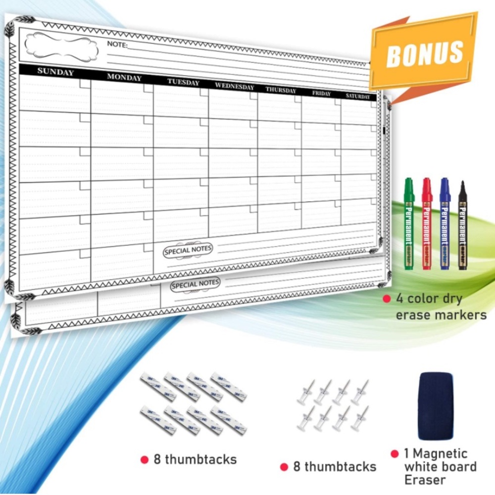 2x3 feet large dry erase wall calendar poster